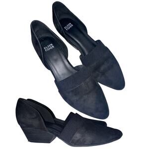 Eileen Fisher Hilly Suede d’Orsay Pump Wedge Heel Women’s 8 Black Dress Shoe